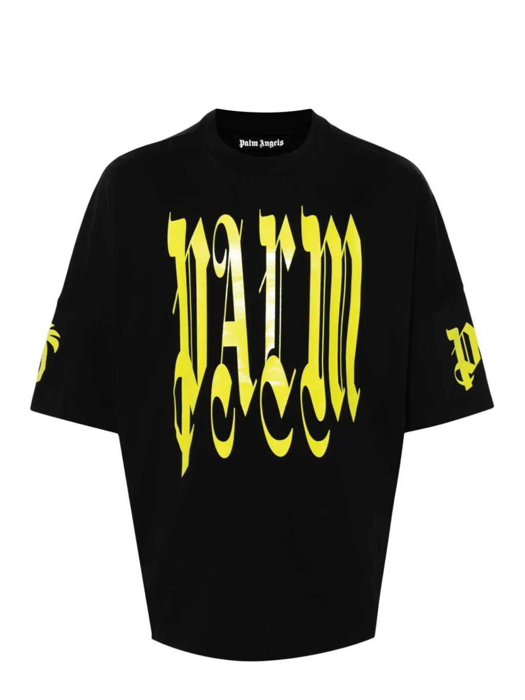 Palm Angels Gothic Logo T-Shirt Black Neon Green Men’s L